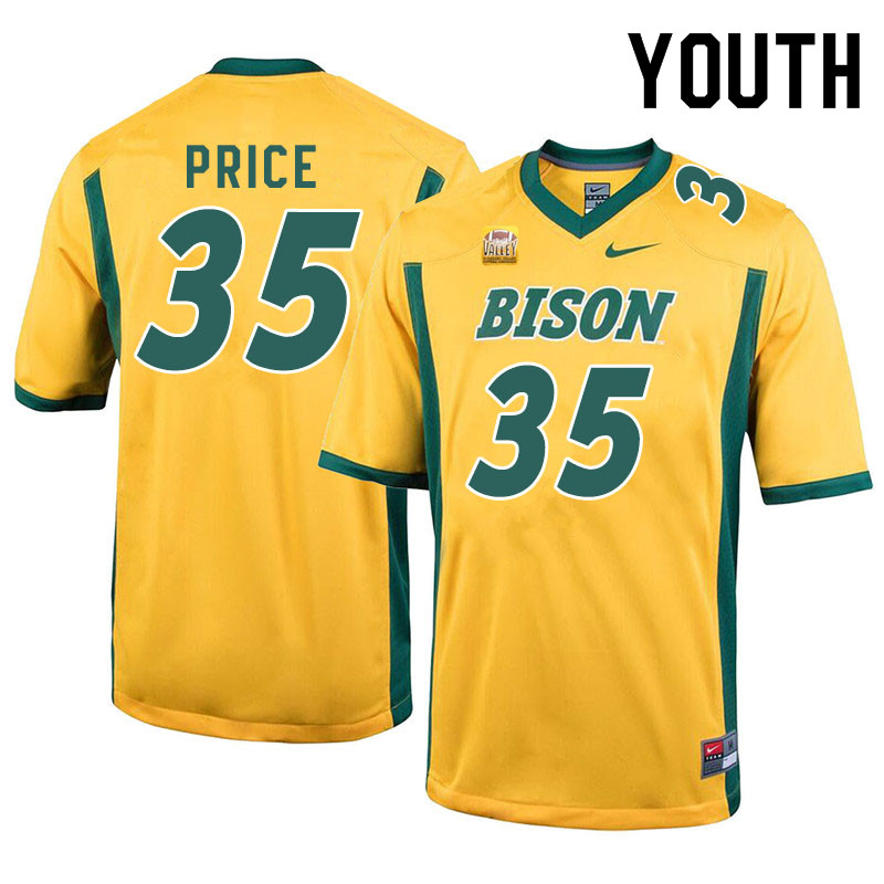 Youth #35 Jayden Price North Dakota State Bison College Football Jerseys Sale-Yellow - Click Image to Close
